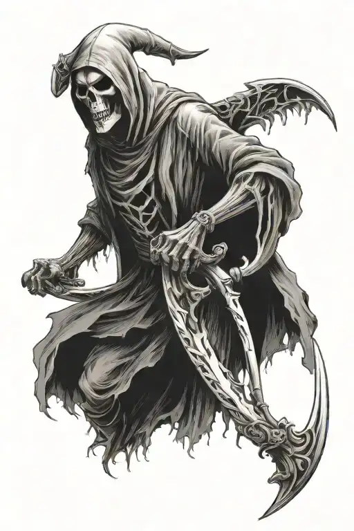 Reaper With Scythe Over Shoulder