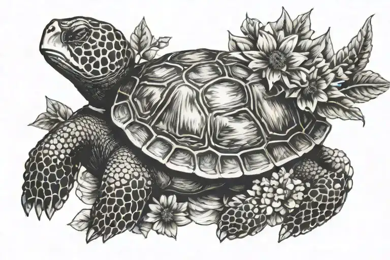 Turtle And Sunflower Shell Pattern