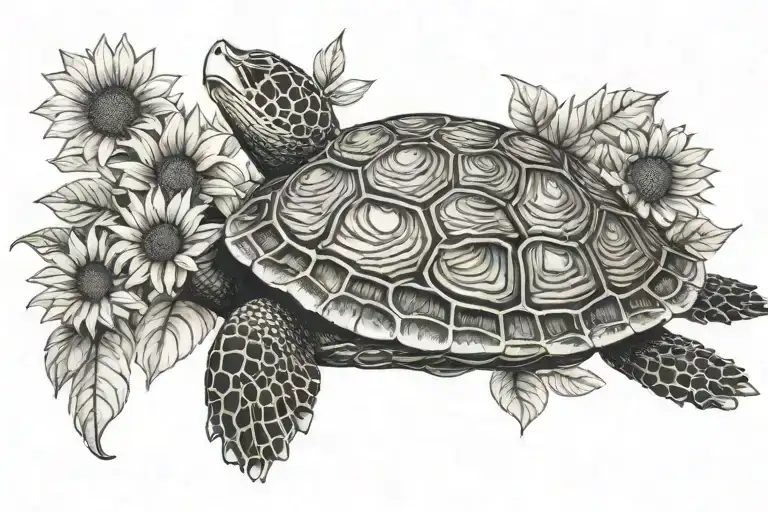 Turtle And Sunflower Shell Pattern