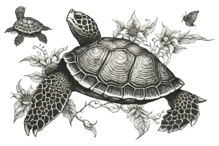 Turtle And Sunflower Shell Pattern