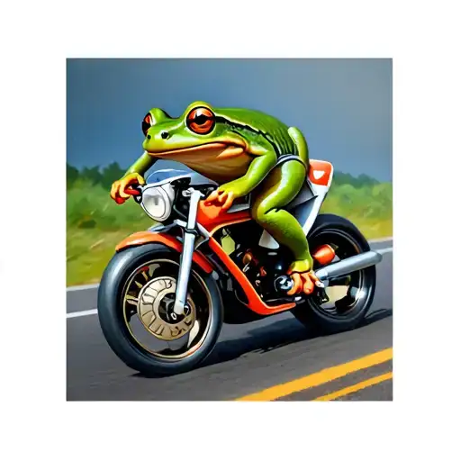 Frog Riding A Racing Bike