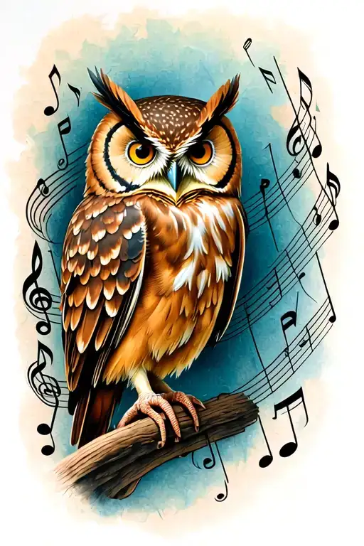 Brown Owl Surrounded My Music Notes