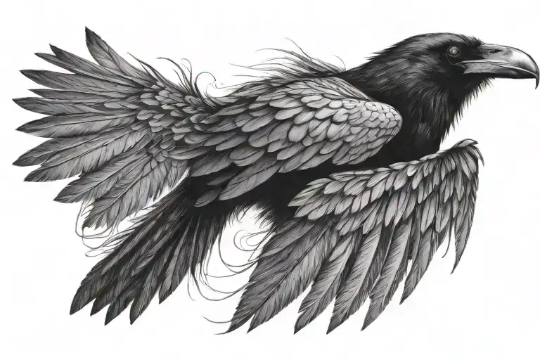 Raven Wing Wide Open