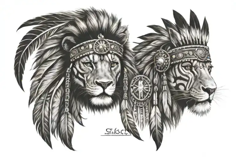 Lion Gladiator Crew American Indian And Eye