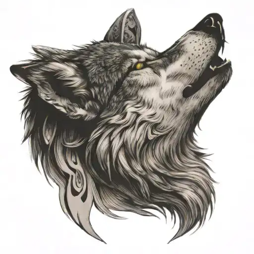 A Wolf Howling At The Moon While Holding An Ace Of Spades In Its Mouth