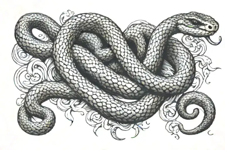 Snake On Back Tattoo Design