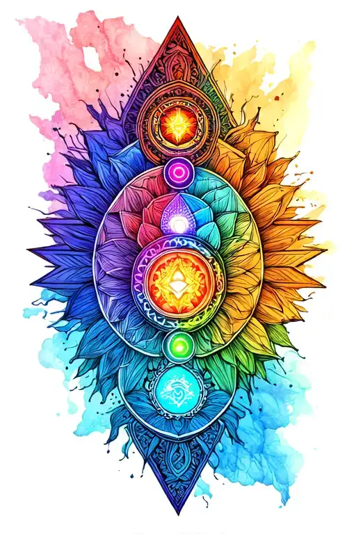 Chakra With Geomatric Tattoo For Forearm Sleeve