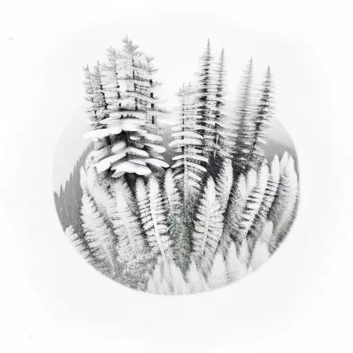 Pine Forest With Mountains