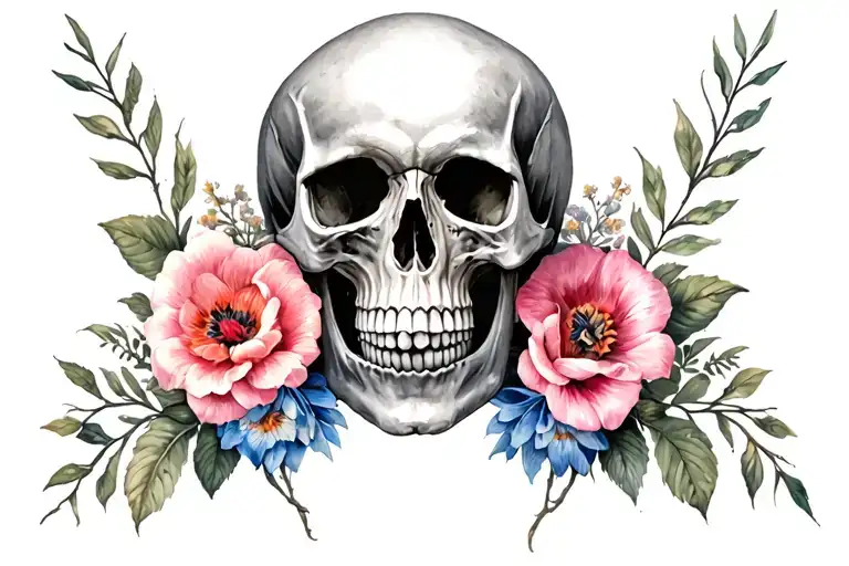 Skull And Flowers