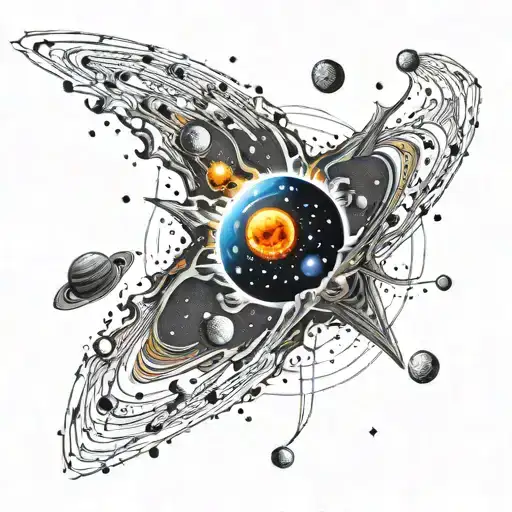 A Cosmic Scene With A Massive Black Hole Pulling In Stars And Planets