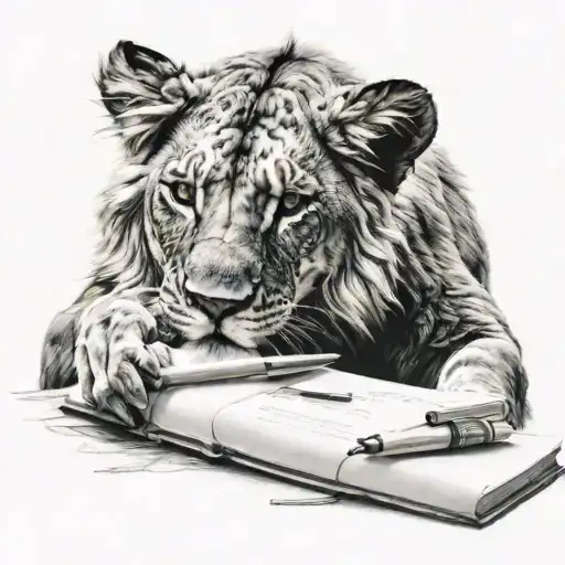 Lion Eating Homework
