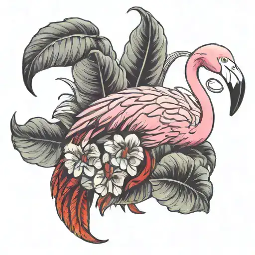Pink Flamingo Surrounded By Red Chilli Peppers