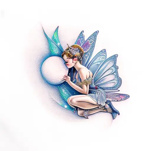 Fairy Sitting On Young Moon