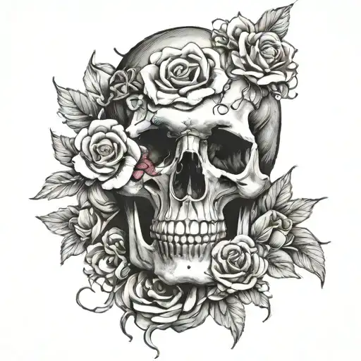 Skull And Flowers