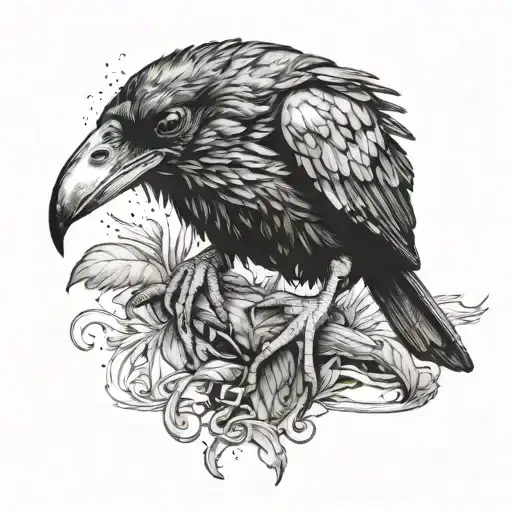 Raven And A Coqui Frog Sitting Side By Side