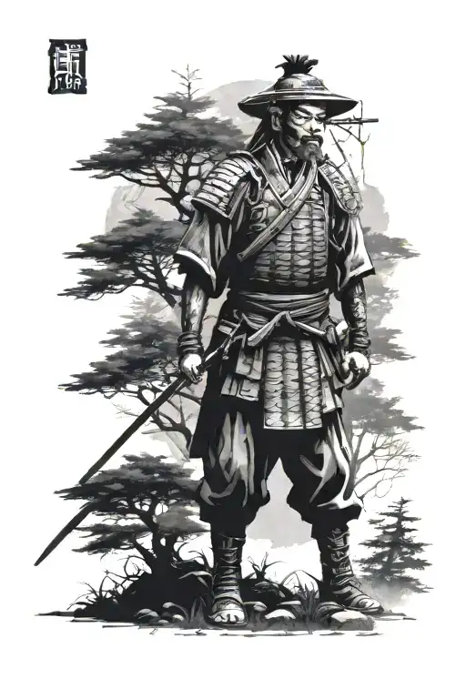 Samurai Standing In Forest