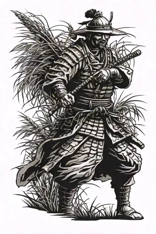 Samurai Standing Tall Grass