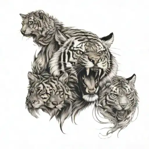A Fierce Tiger And Wolf Surrounded