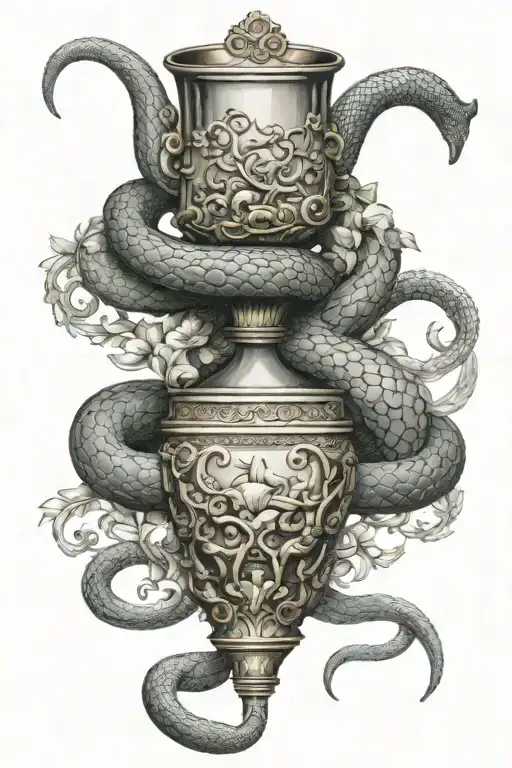 Chalace With Snake Coming Out Of It