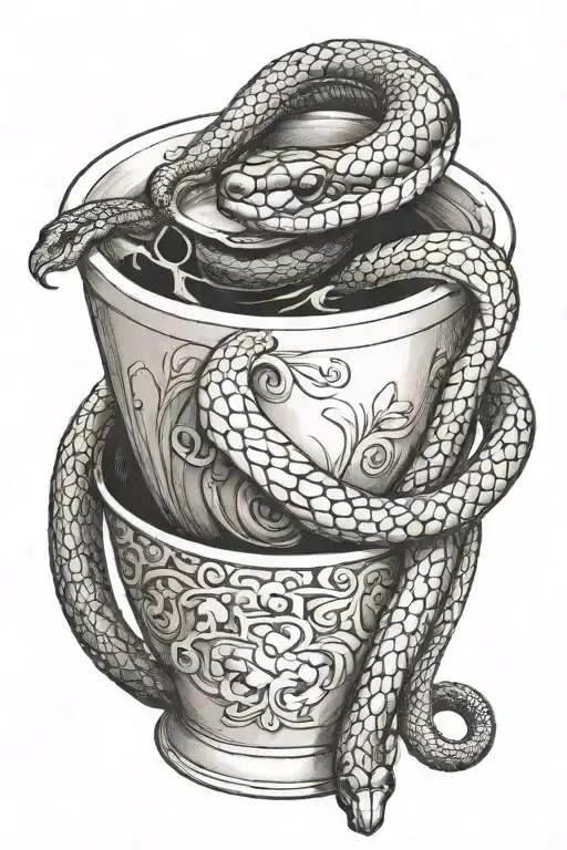 Cup With Snake Coming Out Of It