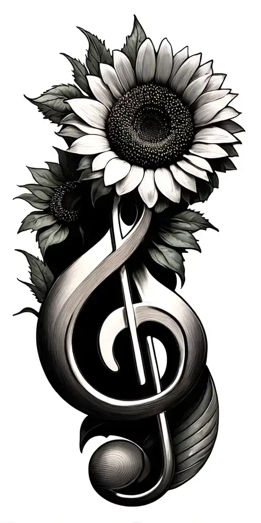 Treble Clef And Sunflower