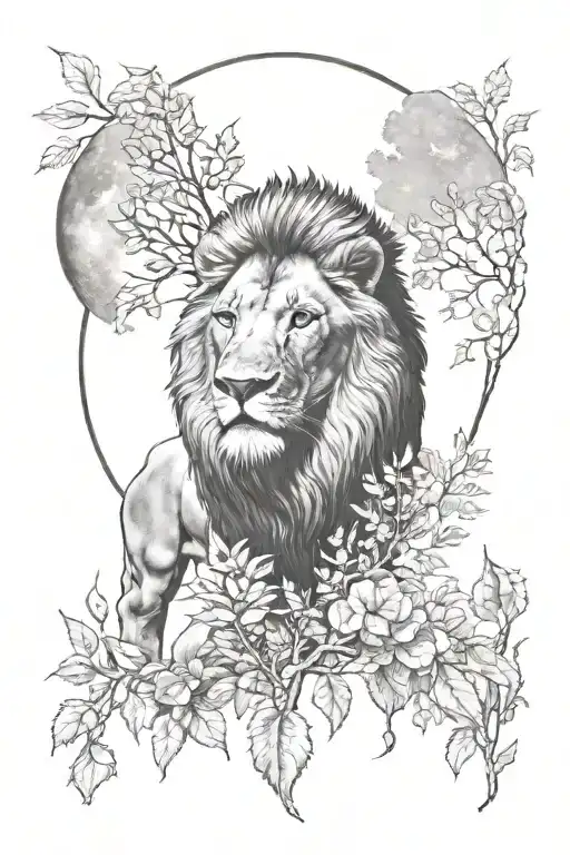 Forest Lion With Moon