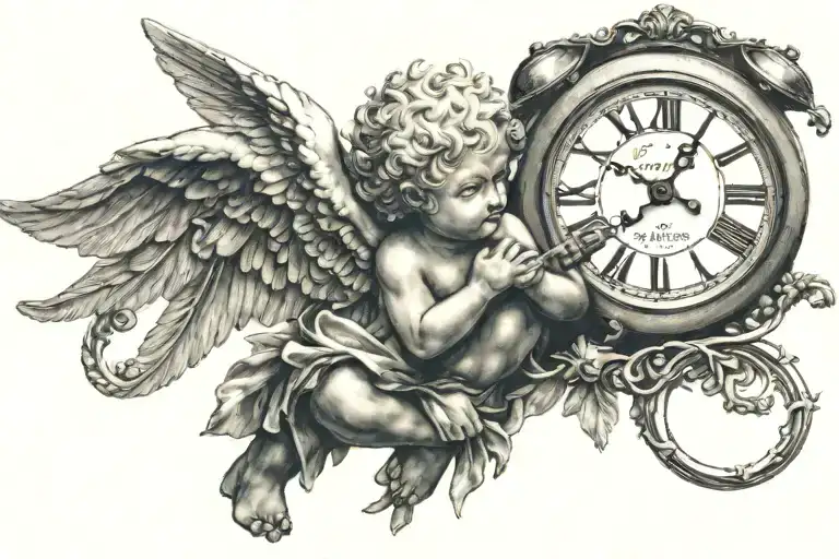 Cherub Holding A Clock