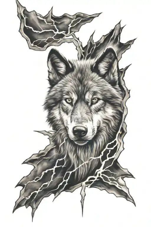 Wolf Head With Lightning