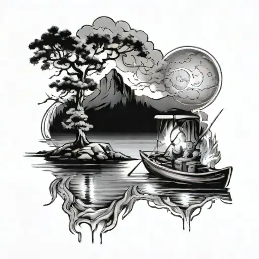 Fishing Boating Lighting Thunderstorm Camp Fire Fishing Lover