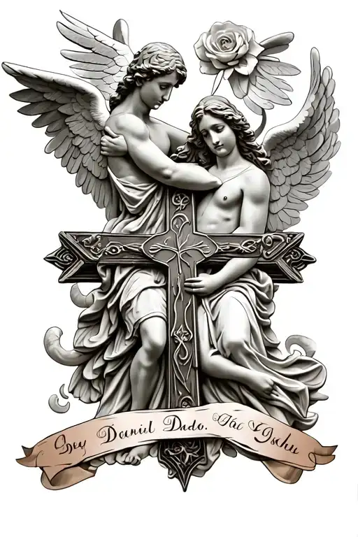 Cross And Angel Dad Memorial
