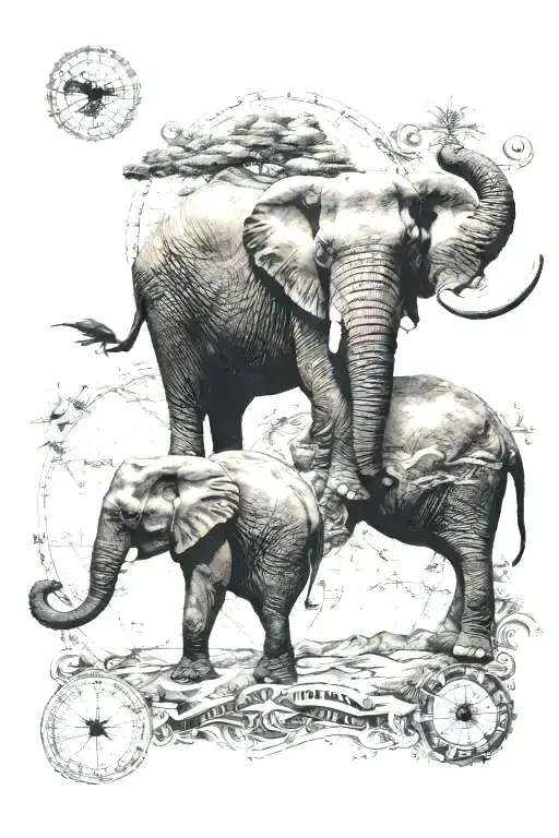 World Map And Elephant Walking