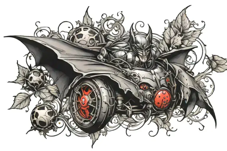 Batman Symbol With A Ladybug Perched Atop