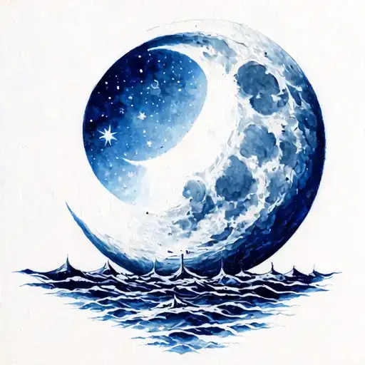 Navy Ink And Moon