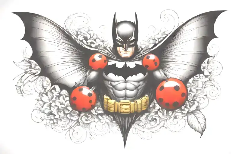 Batman Symbol With A Ladybug Perched Atop