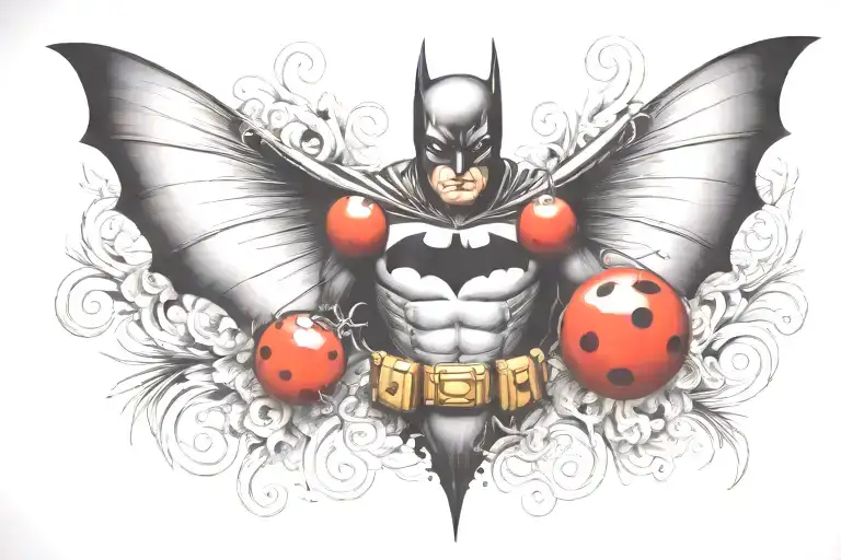 Batman Symbol With One Ladybug Perched Atop