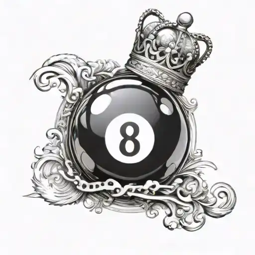 An Intricately Detailed 8-Ball With A Crown On Top