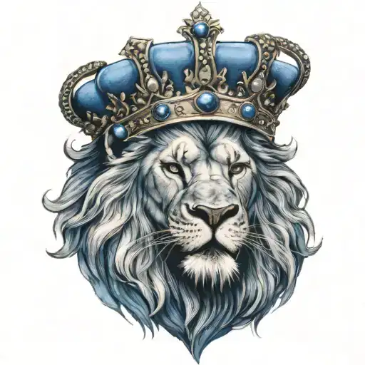 Blue Lion Wearing Premier League Crown