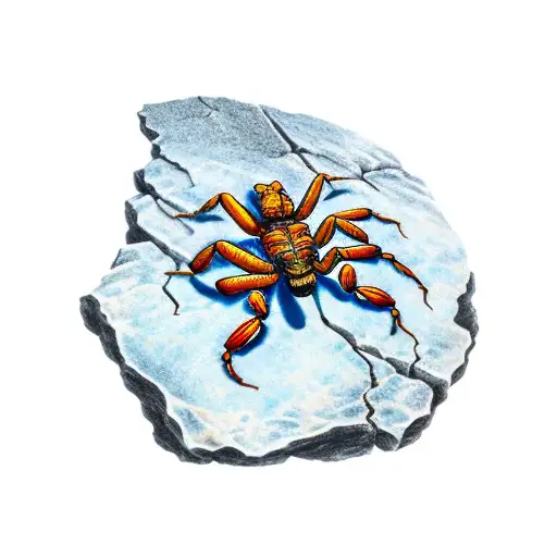 A Scorpion On Top Of A Cracked Stone