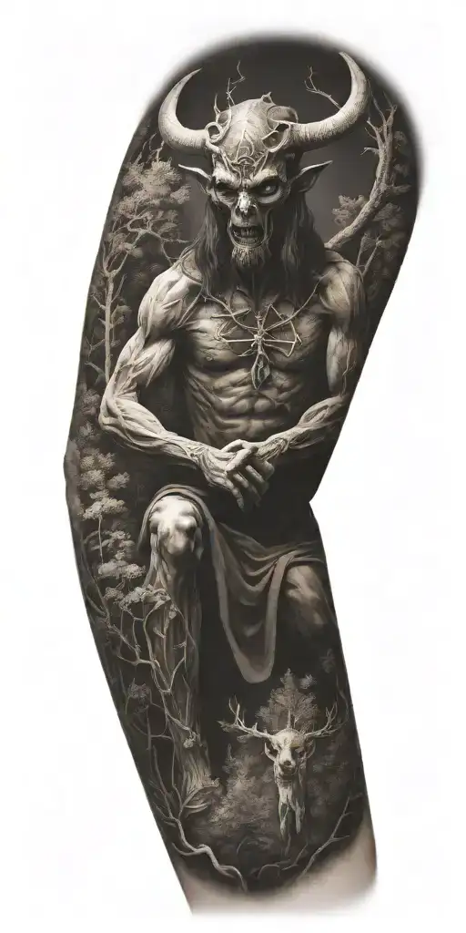 A Satanic Creature In An Catholic Artstyle In A Landscape With A Forrest