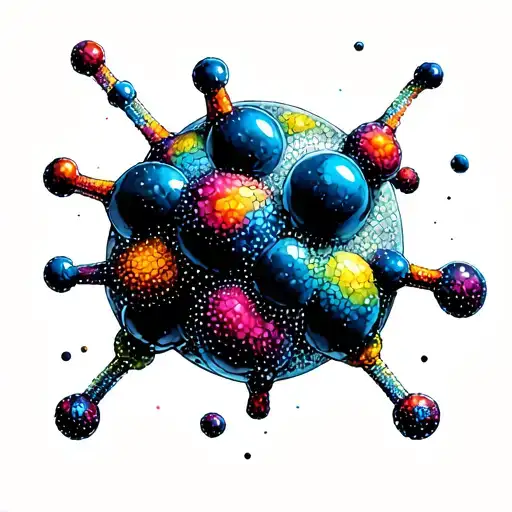 A Tattoo Of A Psychedelic Drug Molecule With Intricate Dotwork Details