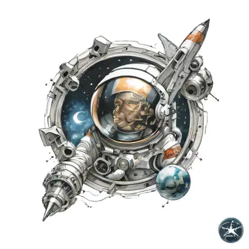 Space Theme Leg Sleeve Tattoo Featuring Symbols Integrated