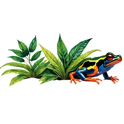 Rainforest Plants With A Poison Dart Frog On The Side