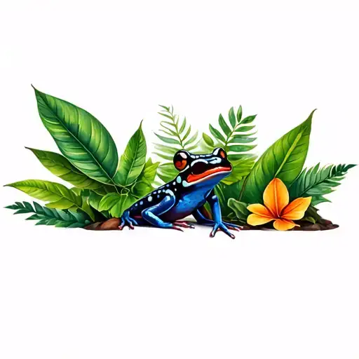Rainforest Plants With A Poison Dart Frog On The Side