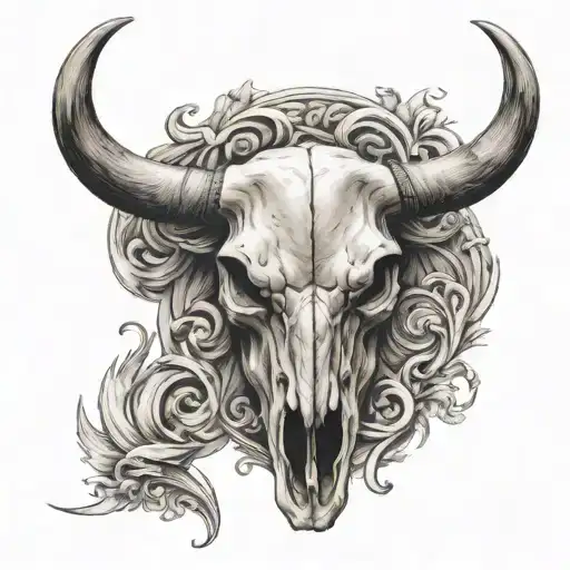 Bull Skull With Wide Horns