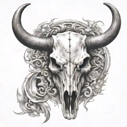 Bull Skull With Wide Horns Emerging Representing Imagination