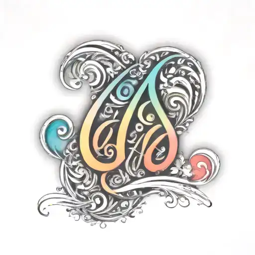 A Tatoo With Aina Name And A Rainbow Colored Soundhole