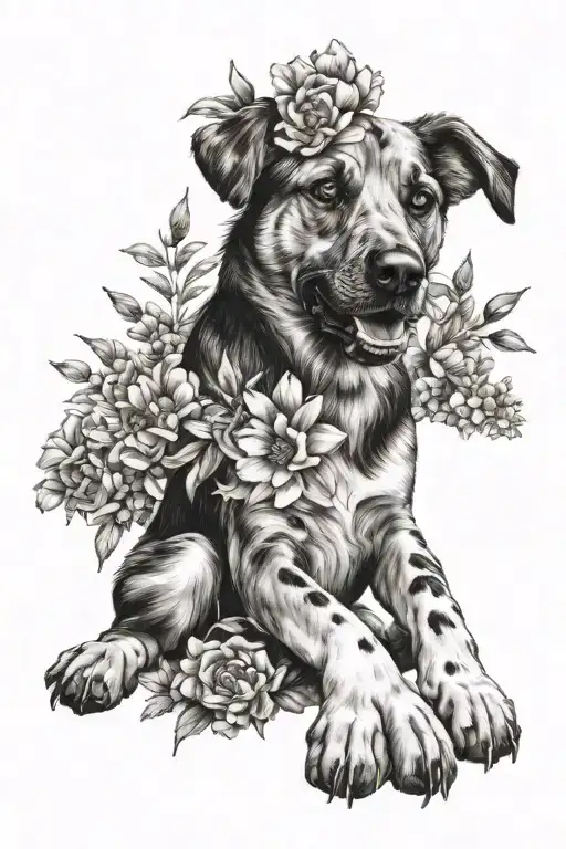 Dog Paws With Flowers Around Them