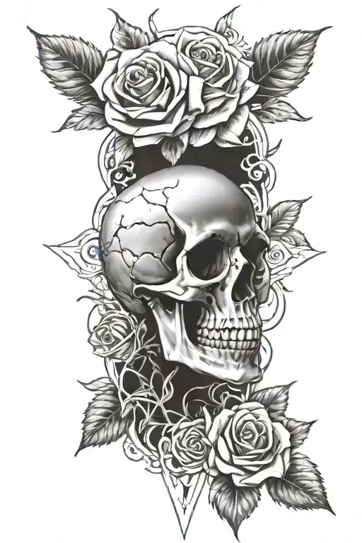 Skull And Roses With Sunshine Beaming Through