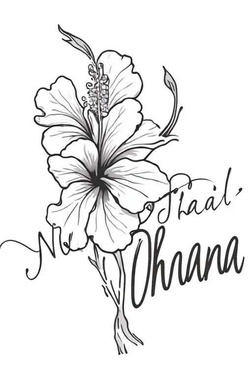 Ohana Saying With Hibiscus Flower