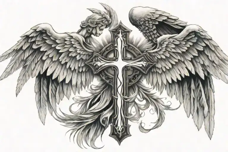 Cross And Angel Wings